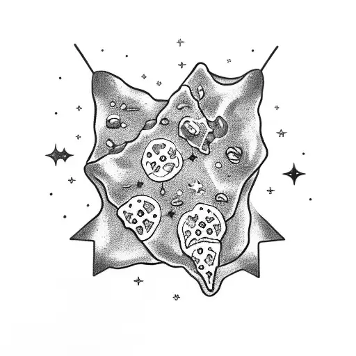 A Ghostly Pizza Slice With A Constellation Of Stars Forming A Dinosaur Shape