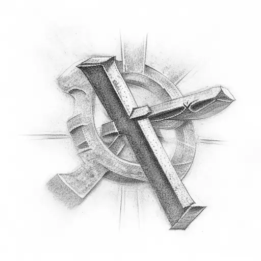 Christian Cross Next To A Seven Made By Roman Numbers