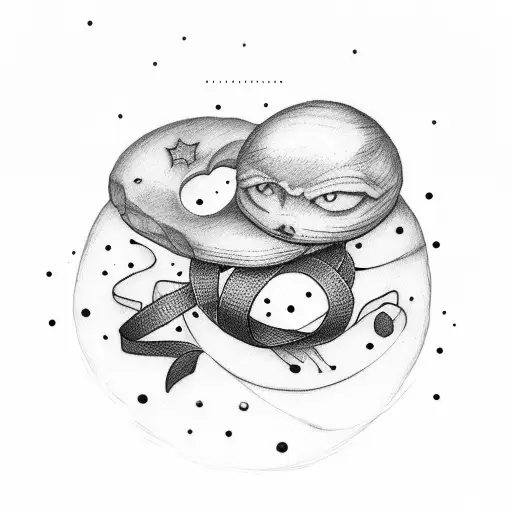 Juggler Playing With Ribbons On A Rock With A Full Moon