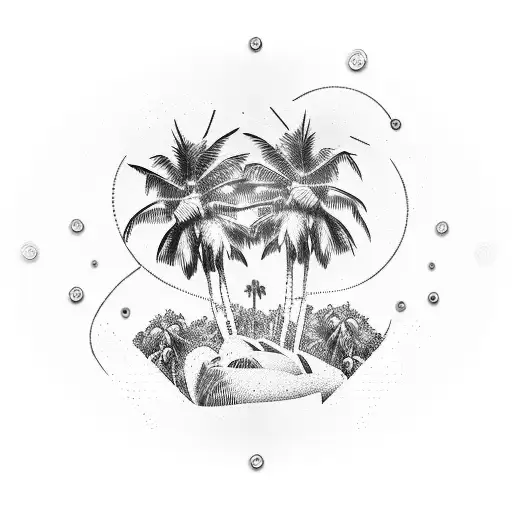 A Dj Mixing Music On Turntables With Palm Trees In The Background