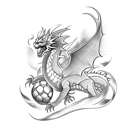 A Soccer Team Logo Featuring A Japanese-inspired Dragon