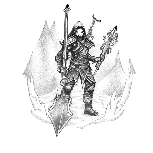 Gamer Character Wielding A Moonveil Sword In A Dark Forest