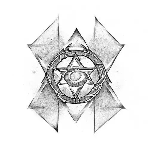 Star Of David Split Vertically With Half Of It Being A Lion