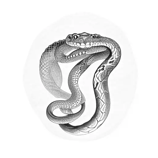 A Full Snake Mouth Open On Thumb And First'finger