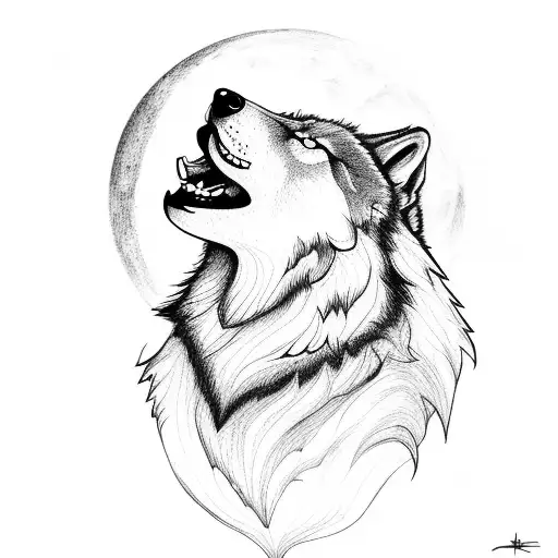 A Wolf Howling At The Moon While Sitting On A Motorcycle