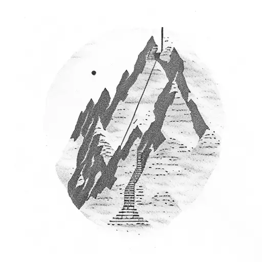 A Silhouette Of A Climber Against A Mountain Range