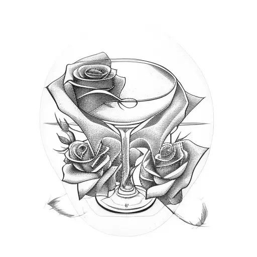 Martini Glass And Rose