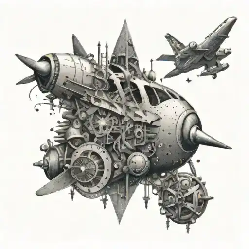 A Horror-inspired Collage Of Aircraft Parts Morphing Into Creepy Creatures And Haunted Objects