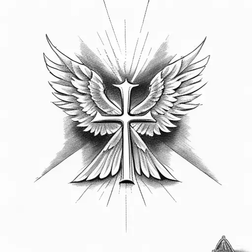 Angel Wings With Armenian Cross 1998 In Roman Numerals