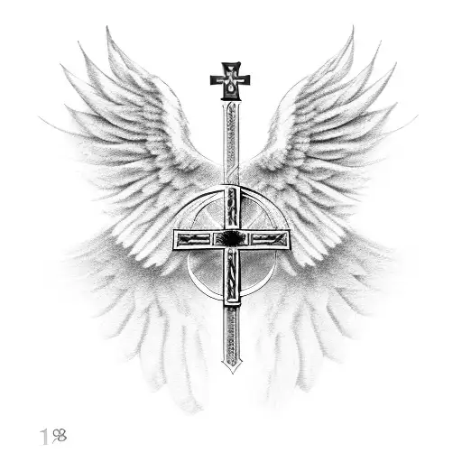 Angel Wings With Armenian Cross 1998 In Roman Numerals