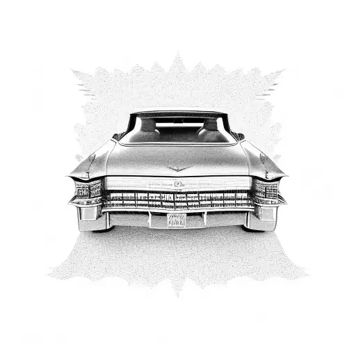 A Graffiti-style Portrait Of A Famous Rapper Driving A Vintage Cadillac