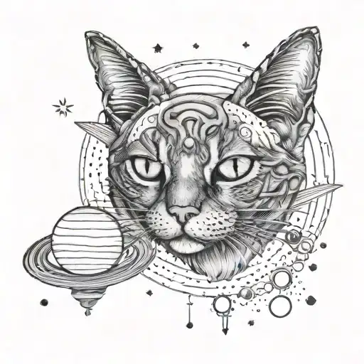 Cat And Saturn Planet