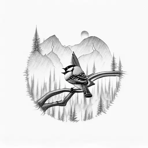 A Serene Forest Landscape With A Majestic Blue Jay Perched On A Dead Tree