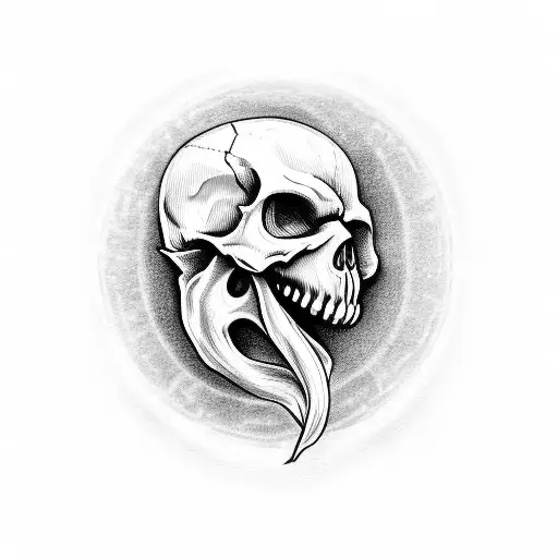 Skull With Mouth Open And Evil Scene