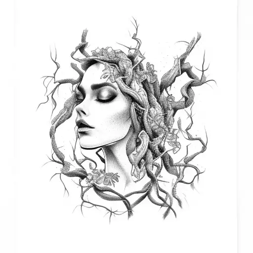 A Wine Vine With Roots That Transforms Into A Wine Glass