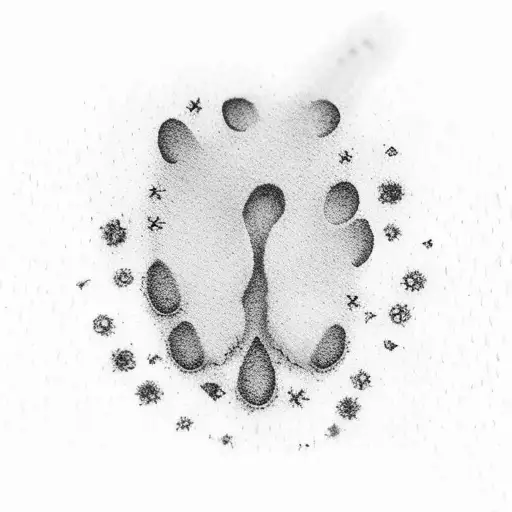 Tiny Baby Footprints Leading Towards A Serene Ocean Sunset