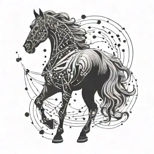 A Horse Constellation With Intricate Circuit Patterns