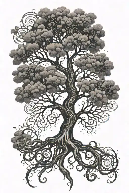 Tree Of Life With Root And Smoke Coming Out Of It
