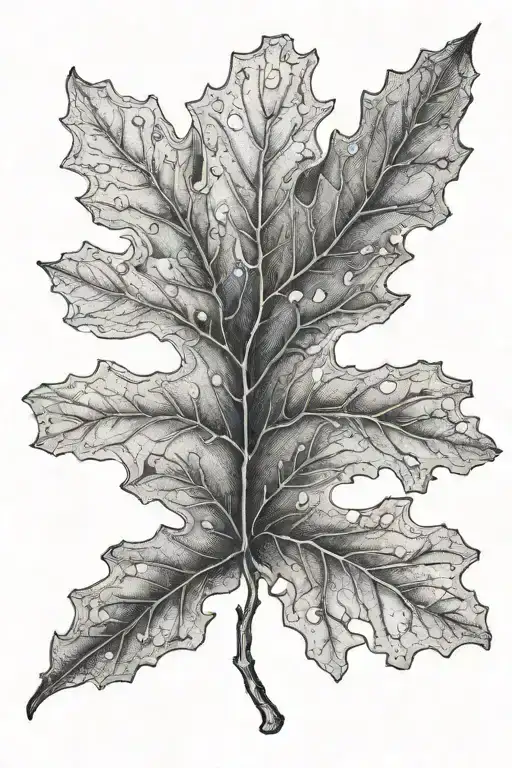 Oak Leaf With Landscape Scene Inside