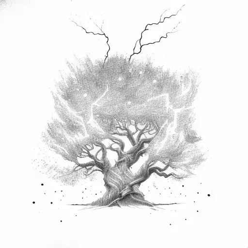 Lightning Hitting Dry Tree