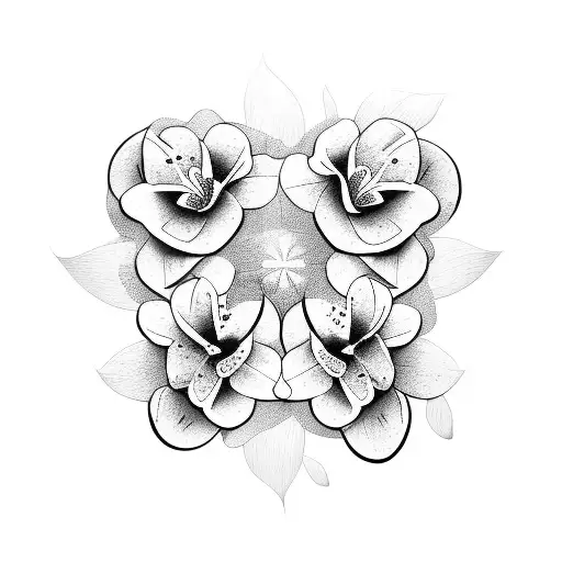 Acoustic Guitar With Hawaiian Flowers