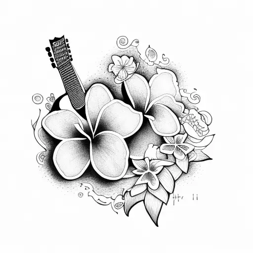 Guitar With Hawaiian Flowers