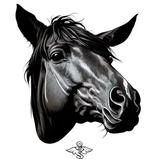 A Horse Portrait With A Subtle Veterinary Symbol Incorporated Into The Design