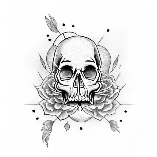 Skull With Woman And Cross