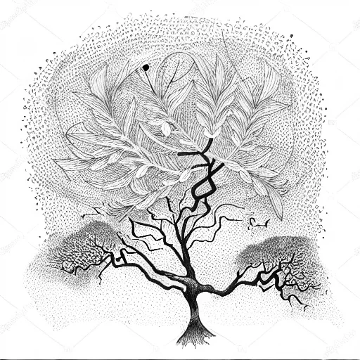 Oak Tree With Two Season With A Climber And A Wanderer