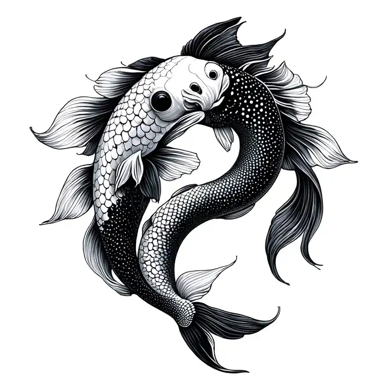 Black And White Koi Fish Yin Yang