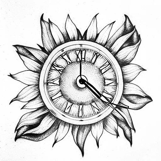 Sunflower With A Clock Set At 3 16