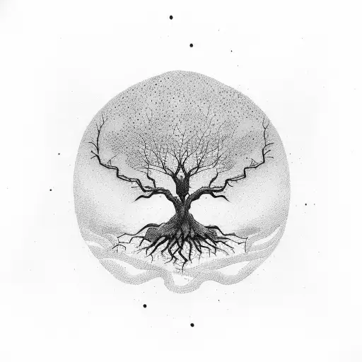 Tree That Has Roots In A Shape Of A Shield