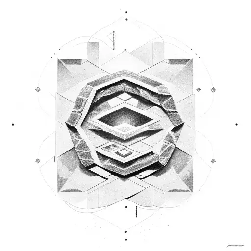 An Introverted Rock-themed Administrative Symbol In Dotwork Style