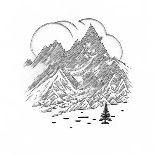 Mountain Scene With 2 Roses