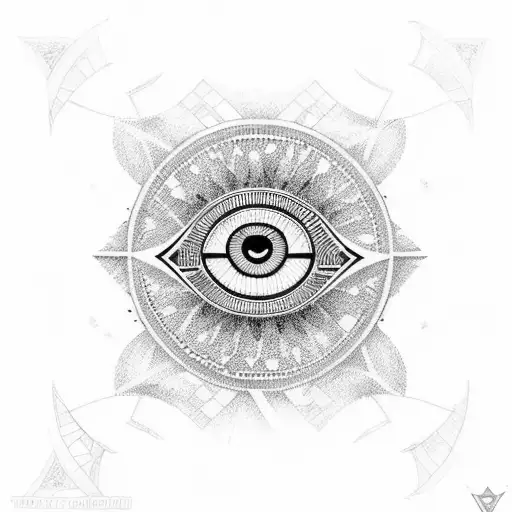 A Dotwork Tattoo Of An Egyptian Eye Logo With A Hidden Number 13 And 18