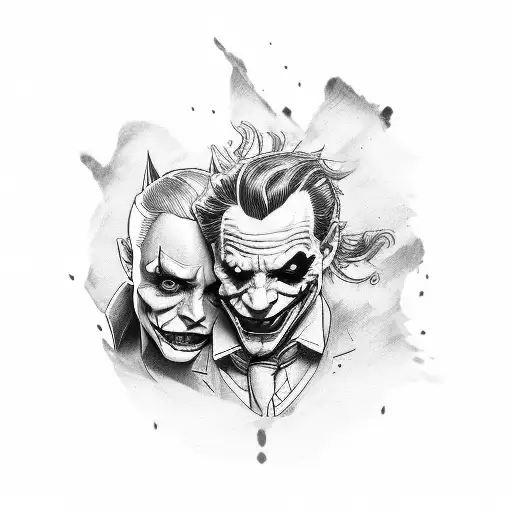 Un Tatuaggio Di Joker E Harley Quinn Presi Dai Personaggi Dei Film Joker Del 2019 E Birds Of Prey