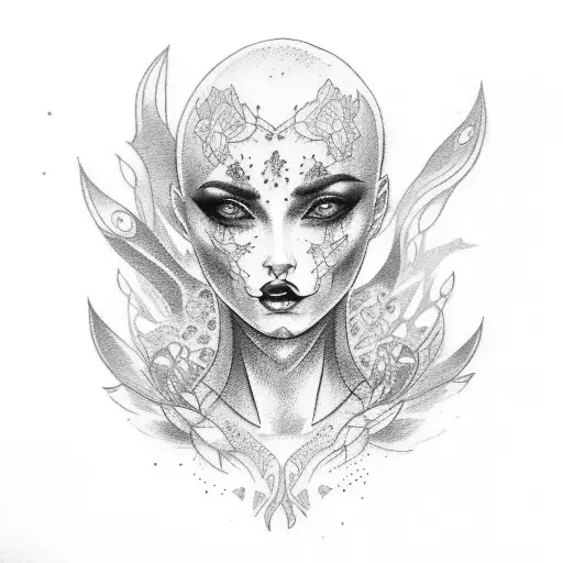 Tattooed Gothic Woman Smoking