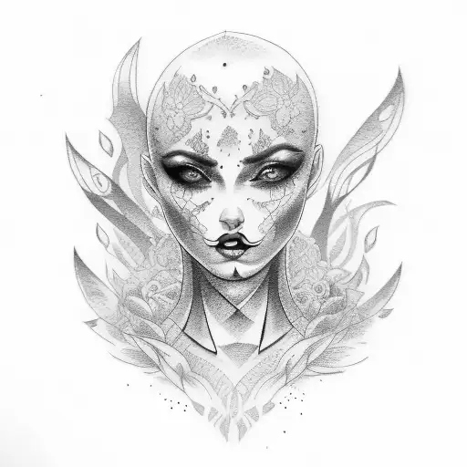 Tattooed Gothic Woman Smoking