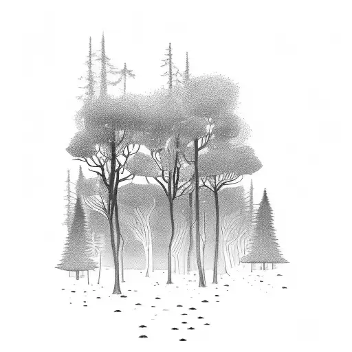 A Moonlit Forest With Horses Running Through It