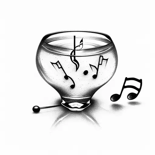 A Cocktail Glass With Music Notes As The Liquid