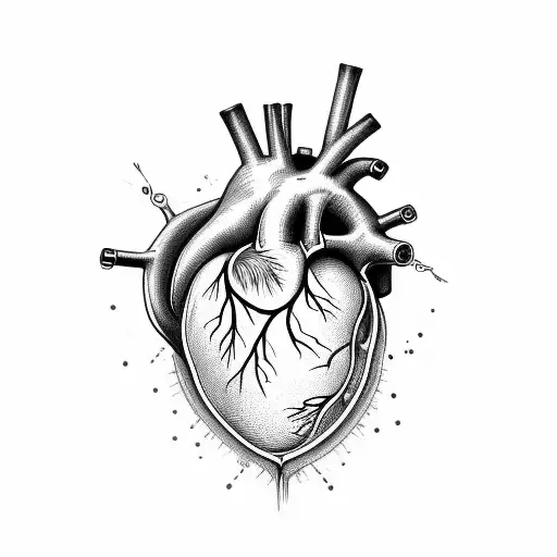 Micro Realism Baby Human Heart With An Aortic Arch Stitched Up