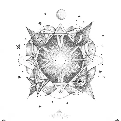 Star Night With Four Small Half Moons And Five Starts