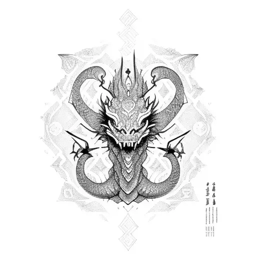 An Intricate Geometric Pattern Forming The Shape Of A Dragon