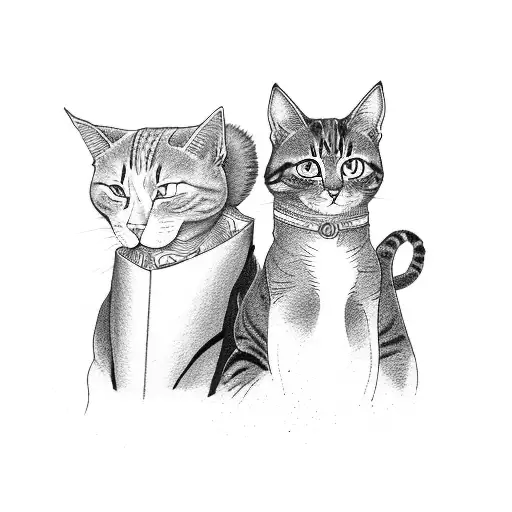 Two Cats One With A Book One With A Knife