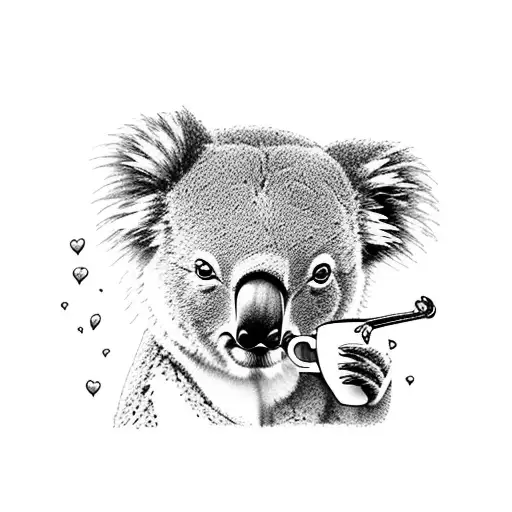 Koala Drinking Coffee