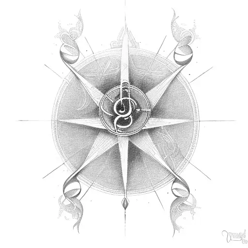 A Mystical Symbol Of Occultism Surrounded By Musical Instruments