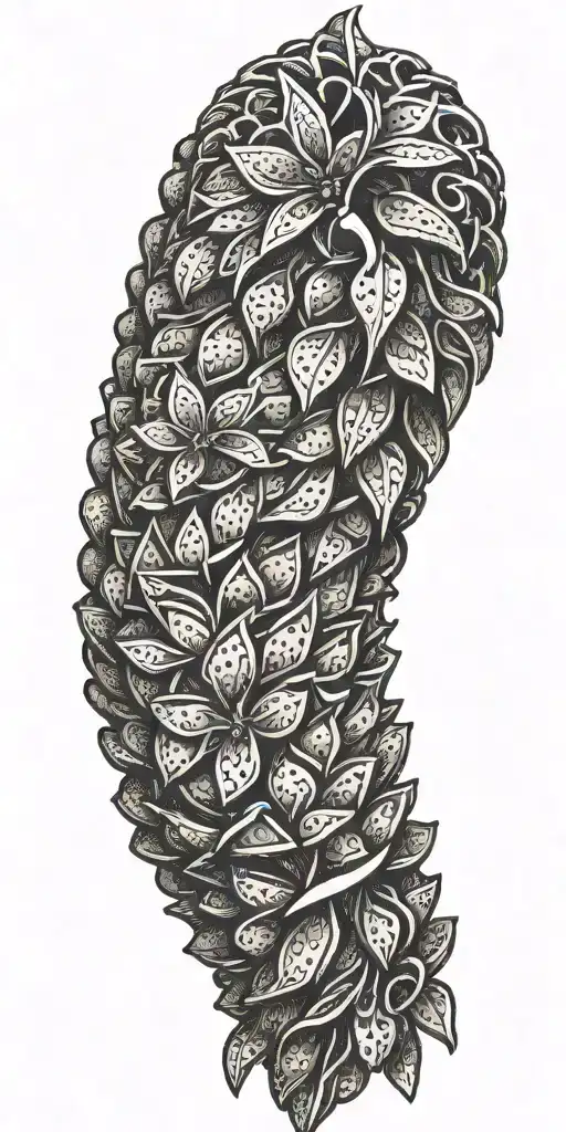 A Stylized Pin Cone With Branch Representing A Different