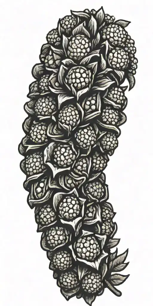 A Stylized Pin Cone With A Branch Representing A Different