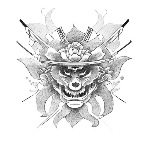 Samurai And Flowers Full Sleeve