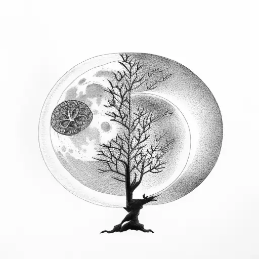 Tree Of Life With Moon And Crow And Butterfly